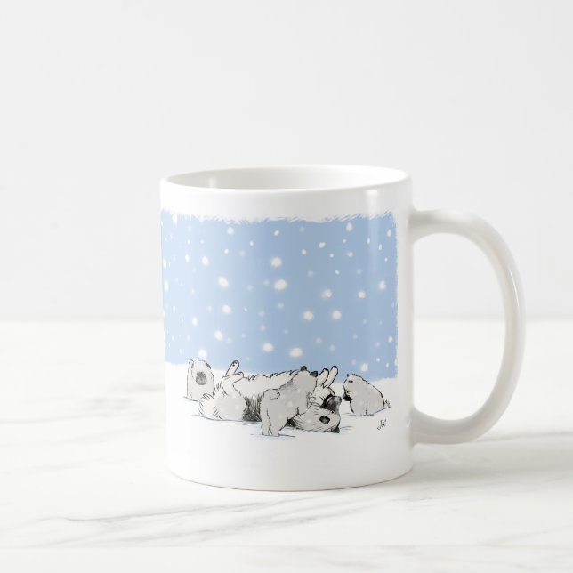 Mug Cute Keeshond et chiots jouer | Clés de neige (Droite)