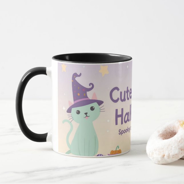 Mug 🧡 ✨ “Cute & Kind Halloween” Collection 🎃🌿 (Avec donut)