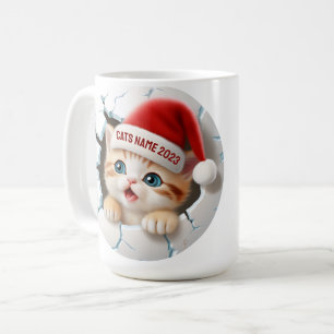 Mug Cute Kitten 3D à Père Noël Casquette pour Noël