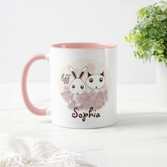 Mug Cute Kitten Bunny Animal Meilleurs Amis Filles Enf (Créateur téléchargé)