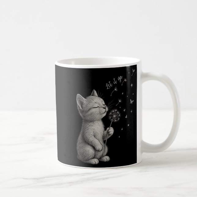 Mug Cute Kitten Dandelion Flower Chat Laisser Aller Mo (Droite)