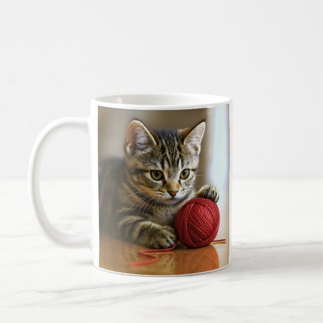 Mug Cute Kitten Red Yarn (Gauche)