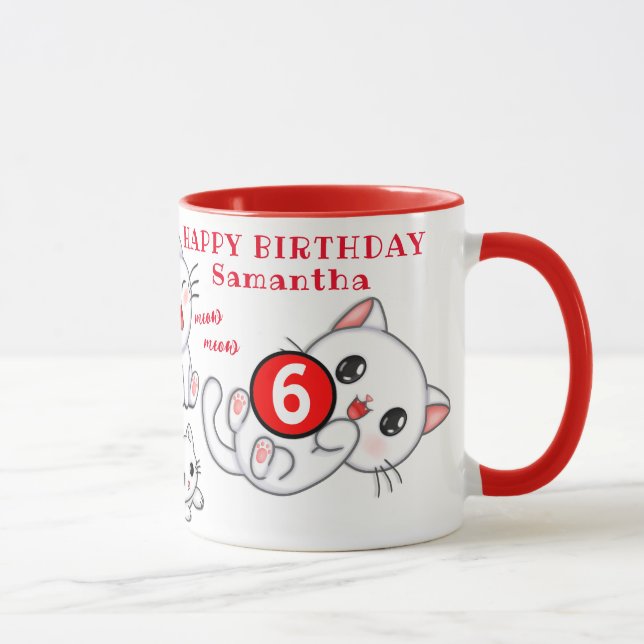 Mug Cute Kittens Nom et âge Anniversaire de l'enfant (Droite)
