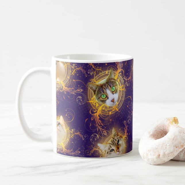 Mug Cute Kitty Cat - Royal Purple (Avec donut)