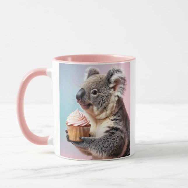 Mug Cute Koala Avec Cupcake Pastel Gradient (Gauche)