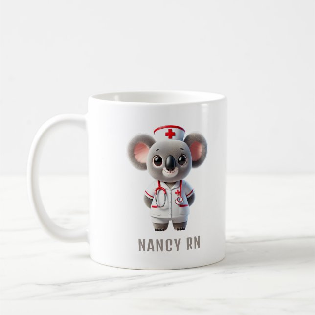 Mug Cute Koala Oear Nurse Personnalisée (Gauche)