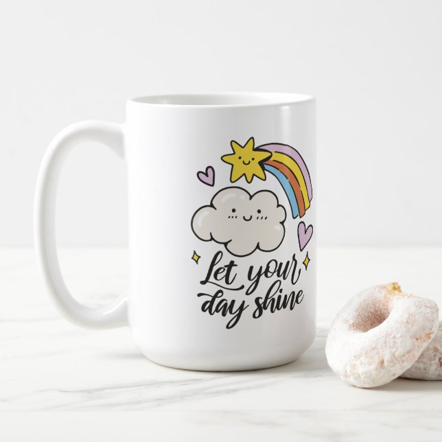 Mug Cute Laissez votre journée briller Cartoon Nuage e (Avec donut)