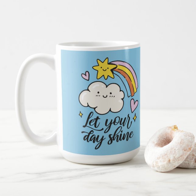 Mug Cute Laissez votre journée briller Cartoon Nuage e (Avec donut)