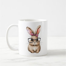 Cute lapin avec lunettes WaterColor Design