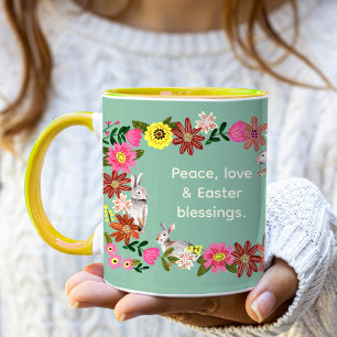 Mug Cute lapin floral 2 guillemets pâques