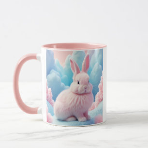 Mug Cute Lapin Rose Coton Bonbons Nuages