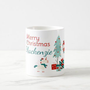 Mug Cute licorne et fée Nom personnalisé Joyeux Noël