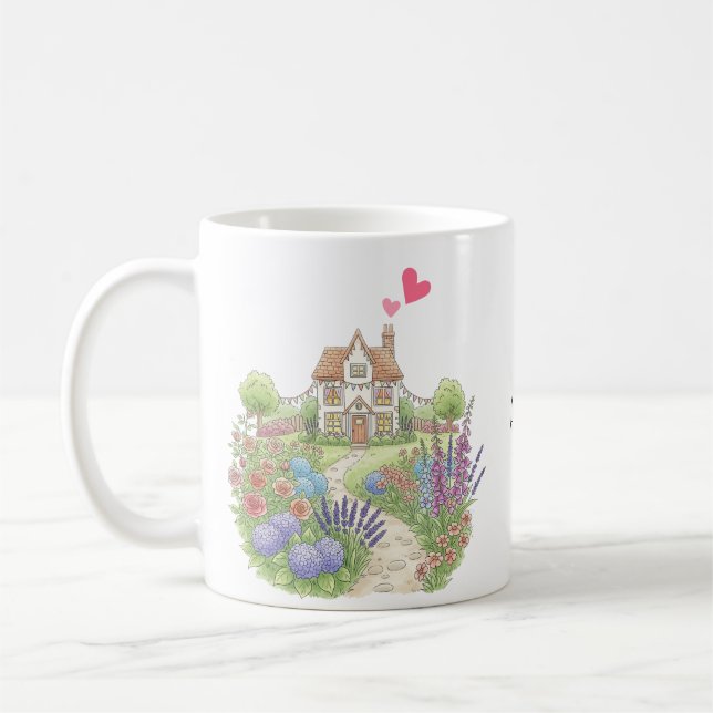 Mug Cute Little Country House Personnalisé avec le nom (Gauche)