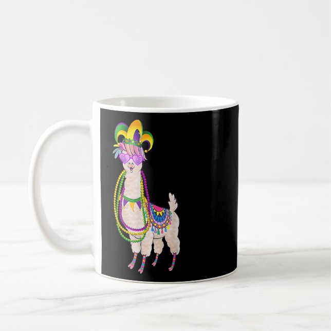 Mug Cute Llama Mardi Gras Perles Masque Carnival Party (Gauche)