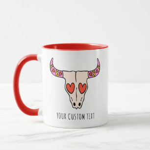 Mug Cute Longhorn Crâne Personnalisé Saint Valentin