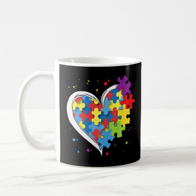 Mug Cute Love Colorful Puzzle Pièce Coeur Autisme Awar (Gauche)