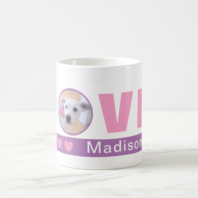 Mug Cute Love Hearts Chien Photo Valentines Jour rose (Centre)