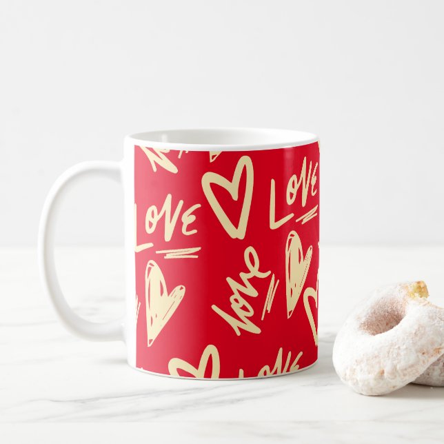 Mug Cute Love Hearts Saint Valentin (Avec donut)