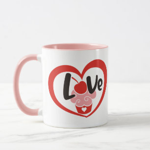 Mug Cute Love Valentine's Day Cerry Cupcake Café