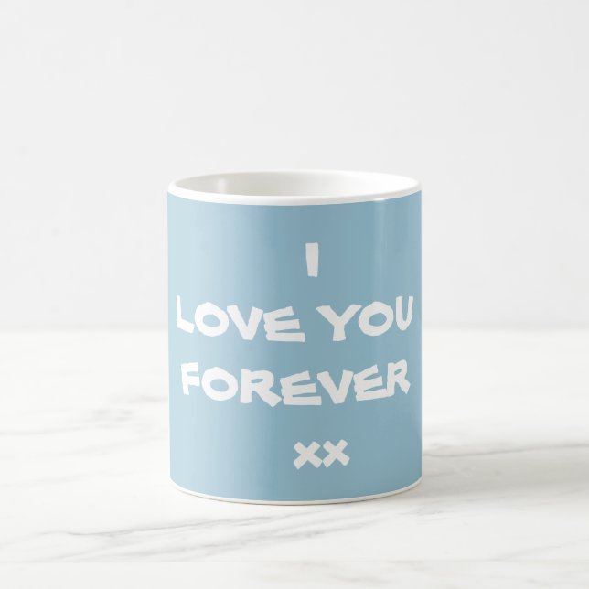Mug Cute LOVE YOU FOREVER Script élégant Bleu chic (Centre)