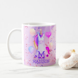 Mug Cute Magique Rose Unicorne Nom Monogramme Parties