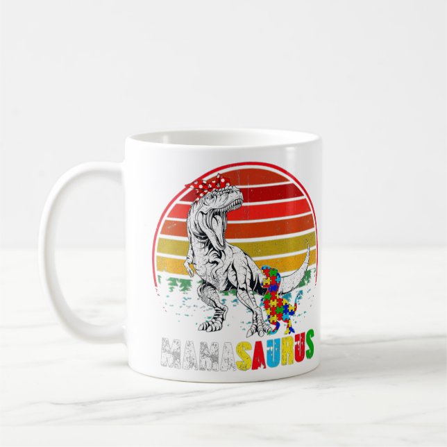 Mug Cute Mamasaurus T rex Dinosaur Mama Autisme (Gauche)