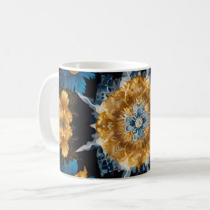 Mug Cute Mandala Design en noir avec or et argent