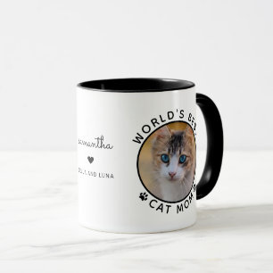 Mug Cute Meilleur Chat Maman Deux Photo Typographie mo
