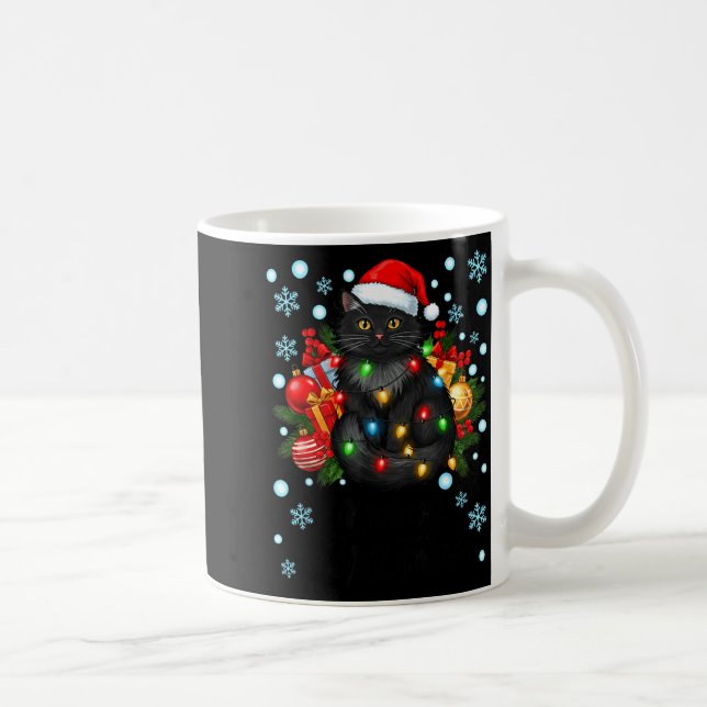 Mug Cute Meowy Christmas Black Cat Santa Hat Xmas Wome (Droite)