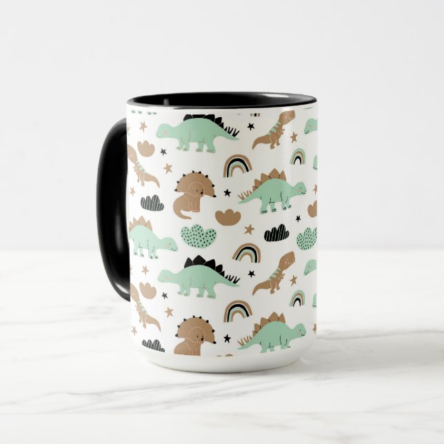 Mug Cute Mint Green Dinosaur Motif (Devant gauche)