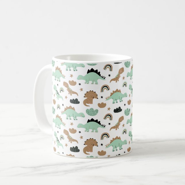 Mug Cute Mint Green Dinosaur Motif (Devant gauche)