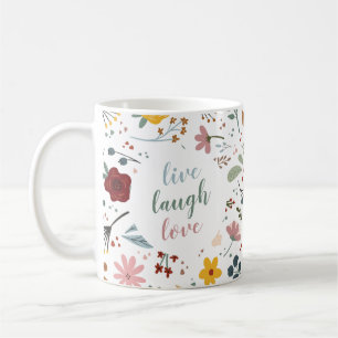 Mug Cute Moderne Floral Live Rire Amour Personnalisé