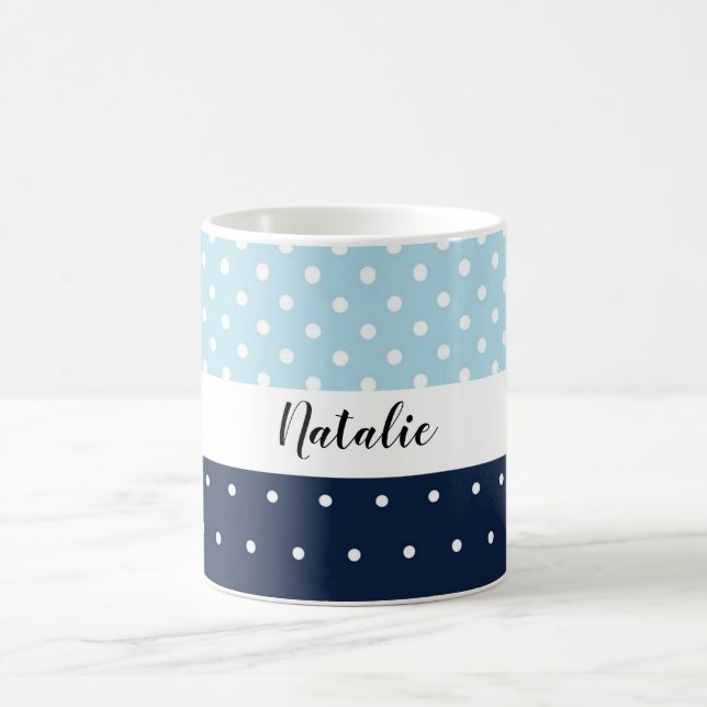 Mug Cute Moderne Marine Bleu Monogramme (Centre)