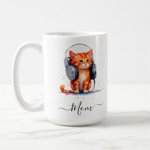 Mug Cute Moderne petite Chat Maman Aquarelle Orange