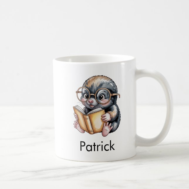 Mug Cute Mole Reading a Book Custom (Droite)