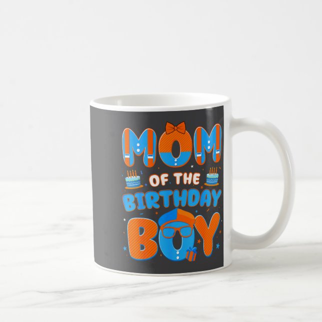Mug Cute Mom Of The Birthday Boy Matching Blue Orange  (Droite)