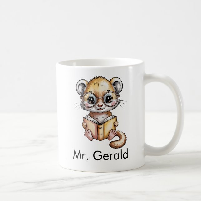 Mug Cute Mongoose Reading a Book Custom (Droite)