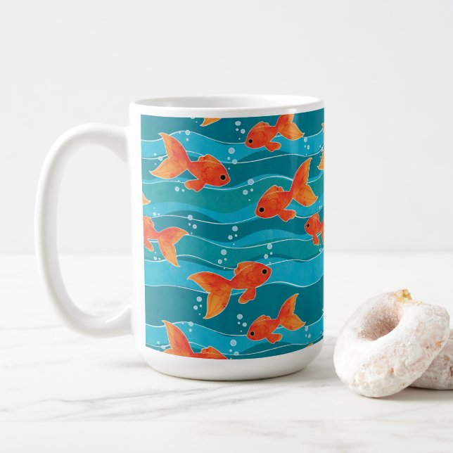 Mug Cute Motif de natation Goldfish & Water (Avec donut)