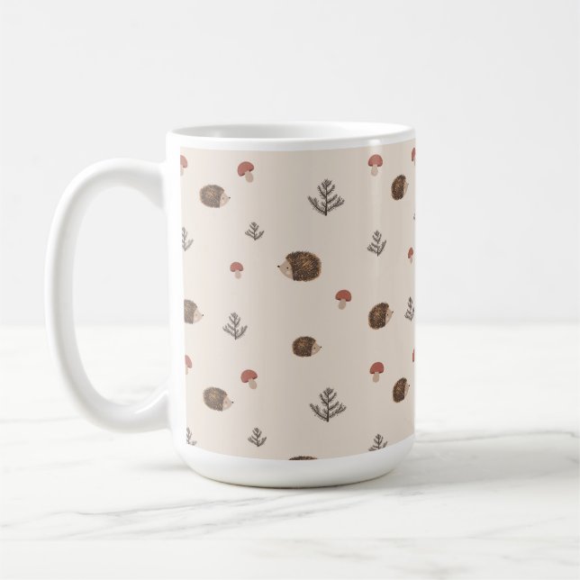 Mug Cute Motif forestier de Hérisson et Champignons (Gauche)