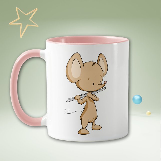 Mug Cute Mouse Musician Flutist Personalized (Créateur téléchargé)