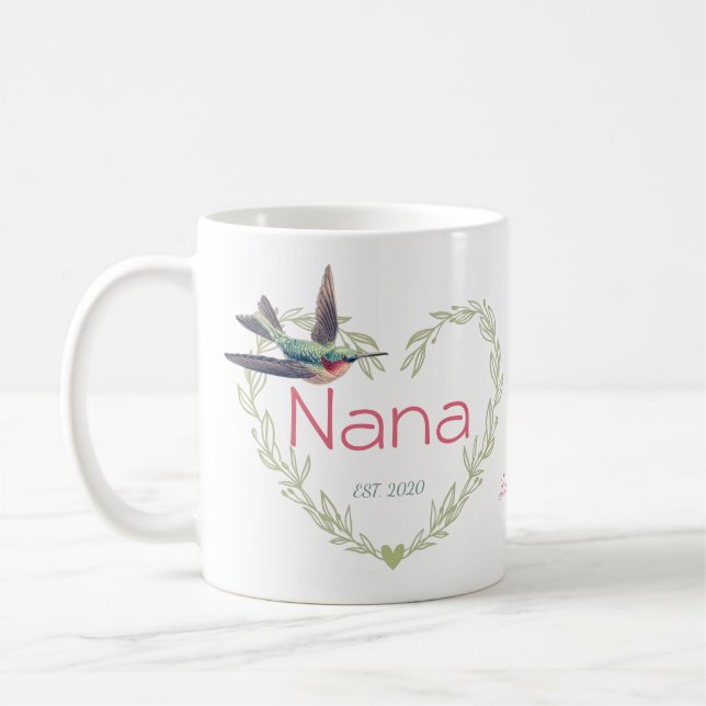 Mug Cute Nana Coeur Colibri Colibri Rouge rubis vert (Gauche)