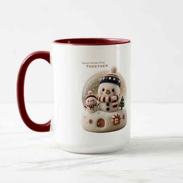 Mug Cute Needle Felted Snowman Snowglobe (Gauche)