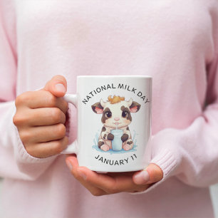 Mug Cute Noir & Blanc Kawaii Bébé Vache Boire Lait