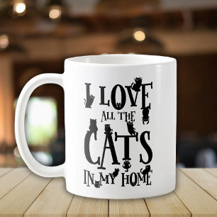 Mug Cute Noir et blanc J'aime tous les chats dans ma m