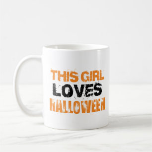 Mug Cute Orange Black Cette fille aime Halloween