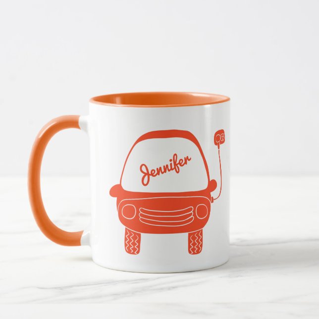 Mug Cute Orange Electric Voiture personnalisée (Gauche)