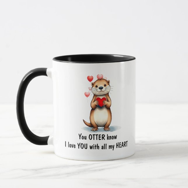 Mug Cute Otter I love YOU with all my Heart  (Gauche)