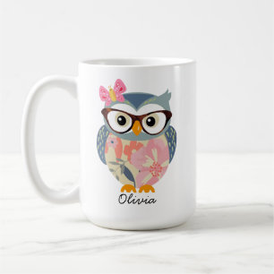 Mug Cute Owl Butterfly Floral