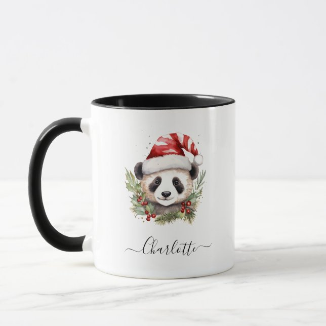 Mug Cute Panda Bear Père Noël Joyeux Noël (Gauche)
