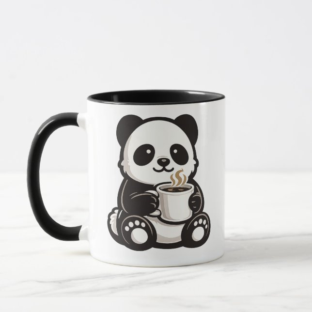 Mug Cute Panda Coffee – Kawaii Panda Holding Coffee  (Gauche)